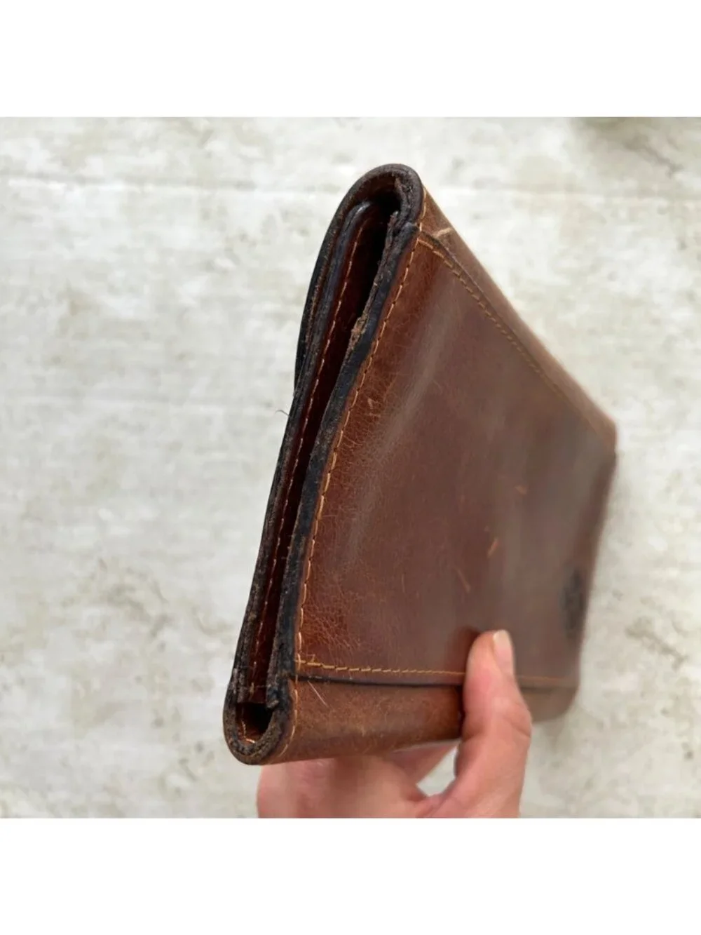 Vintage Patricia Nash Women's Brown Leather Wallet With Floral Metal Clasp